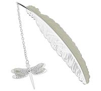 Jeffdad Feather Metal Bookmark with 3D Dragonfly Pendant, Glow in The Dark Butterfly, Fantasy Gifts for Women Girls, Cool Bookmarks for Book Lovers (Silver Dragonfly)