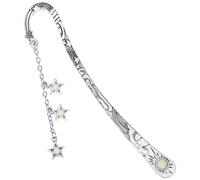 Jeffdad Luminous Moon and Stars Butterfly Bookmark, Glow in The Dark - Fantasy Gifts for Women and Girls - Cool Bookmarks for Book Lovers (Silver Stars)