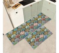 JEFFEL Kitchen Mat Sets Non slip Washable, Kitchen Rugs Runner Set of 2 Anti Fatigue Kitchen Floor Mat for Home Decoration Office Standing Desk (N, 150L x 43W x 0.2Th cm)
