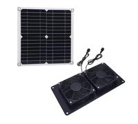 Jeffergarden 12W Solar Panel Dual Exhaust Fan Kit, Monocrystalline Silicon Powered, High Efficiency Ventilation for Greenhouses Sheds Pet Houses, 43.4CFM Air Circulation with Protective Net