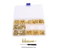 Jeffergarden 180pcs Punk Style Cone Spikes Pyramid Studs 4 Sizes Metal Studs Spikes Set with Awl and Screwdriver for Jacket Shoes Bag Decor Light Gold