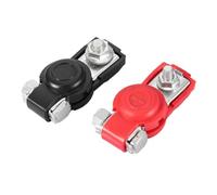 Jeffergarden 2Pcs Car Battery Terminals Clamp Connectors with Protective Cover Galvanized Iron Good Conductivity for Universal Vehicles