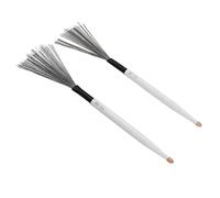 Jeffergarden 2PCS Drum Brush with Maple Handles Dual Purpose Drum Stick for Jazz Drumming and Practice (White)