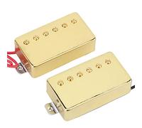 Jeffergarden 2Pcs Humbucker Pickup Electric Humbucker Pickup Double Coil Set for Electric Guitar with Brass Alnico5 Magnet Gold Color High Output 8.2K-15K Heavy Metal Rock Music