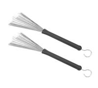 Jeffergarden 2pcs Stainless Steel Wire Drum Brush Set Rubber Handle Portable Retractable Drum Brush with Hanging Loop for Jazz Snare Cajon