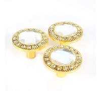 Jeffergarden 30mm Handle Knob Single Hole Diamond Golden Pull Handle Clear Crystal Wardrobe Cupboard Drawer Door Decor Household Bedroom¡ꡧ10 Pcs¡ê?