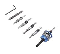 Jeffergarden 5 Piece M2 Countersink Drill Bit Set Hex Shank Countersink Drill Bits Hex Shank Countersunk Bits with Adjustable Depth Stop Ring and for Woodworking Hardwood Plywood Plastic