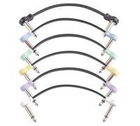 Jeffergarden 6Pcs Electric Guitar Cable 90 Degree Guitar Patch Cable 16cm 6.35mm 1/4 Inch Flexible Effect Pedal Cord for Sound Devices