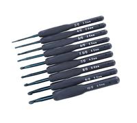 Jeffergarden 9 Piece Ergonomic Crochet Hook Set Soft Grip Handles for Comfortable Knitting (2.0-6.0mm, Blue)