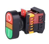 Jeffergarden APBB-22/25N LED Push Button Switch, 22mm 25mm Mounting Diameter with Red Green Configurable Lights, Compact Design for Industrial Control Panels and Machinery (#3)