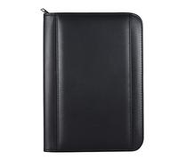 Jeffergarden Black PU Leather A5 Portfolio Binder with Calculator Zippered Document Organizer Business Card Slots for Job Hunters