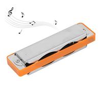 Jeffergarden Blues Harmonica, ABS Resin Comb, Phosphor Bronze Reed, Black 10-Hole Mouthorgan for Beginners and Professionals (Orange)