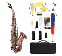 Jeffergarden Brass Soprano Saxophone, Bb Key Vintage Woodwind Instrument with Hand Carved Design, Perfect for Classical Jazz Performers