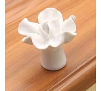 Jeffergarden Ceramic Cabinet Knob, Zinc Alloy Single Hole Drawer Pull with Cockscomb Flower Design, 4 X 4 X 3.6 Cm, Easy Install for Wardrobe Cupboard Drawer Furniture (White)