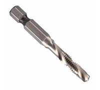 Jeffergarden Combination Drill Tap Bit HSS M6 X 1 Hex Shank, 2 Pcs Drill and Thread Tool for Soft Metal Aluminum Iron, 58mm Length 5.0mm Dia, for Mechanics Repair Work