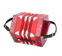 Jeffergarden Concertina Instrument, Solid Wood 20 Buttons Accordion, Adjustable Strap, Portable Design for Adults and Children (Red)