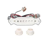Jeffergarden Electric Guitar Pickup, Volume Adjustment Knob, 6.35mm Jack, Hotter Sound, Improved Tone for Acoustic, Folk and Electric Guitars (All White)