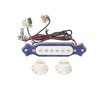 Jeffergarden Electric Guitar Pickup, Volume Adjustment Knob, 6.35mm Jack, Hotter Sound, Improved Tone for Acoustic, Folk and Electric Guitars (White and Blue)