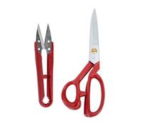 Jeffergarden Fabric Scissors for Sewing Stainless Steel Tailor Scissors and Thread Snipper Ergonomic Rubber Handle for Dressmaking Crafting Office (Red Handle 12 Inch)