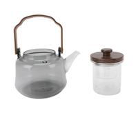 Jeffergarden Glass Teapot with Infuser, 1000ml High Borosilicate Tea Kettle with Walnut Handle and 304 Stainless Steel Lid, Electric Ceramic Stovetop Tea Maker for Home Office House