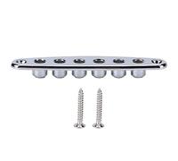 Jeffergarden Guitar Mounting Ferrules, Electric Guitar Bodies, Gotoh Hardtail Bridge Chrome ThroughBody String Mounting Wear String Through Plate, Ferrules Brass (Silver)