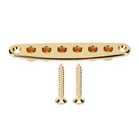 Jeffergarden Guitar Mounting Ferrules, Electric Guitar Bodies, Gotoh Hardtail Bridge Chrome ThroughBody String Mounting Wear String Through Plate, Ferrules Brass (Gold)