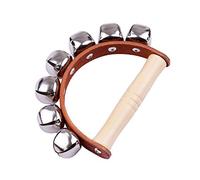 Jeffergarden Handbell Tambourine With Wood Handle, Kids Percussion Instrument for Inspiring Musicians, Promoting Rhythmic Sense (M)