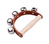 Jeffergarden Handbell Tambourine With Wood Handle, Kids Percussion Instrument for Inspiring Musicians, Promoting Rhythmic Sense (S)