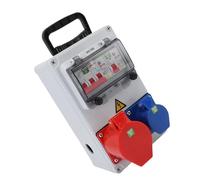 Jeffergarden Industrial Socket Box ABS Portable Distribution Box 250 X 150 X 100mm with Circuit Breaker Outlet IP54 Handheld Outdoor Power for Construction Sites Workshops Factories