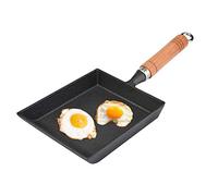 Jeffergarden Japanese Mini Tamagoyaki Omelette Egg Roll Square Stove Pan Cast Iron Rectangular Frying Pot with Wooden Handle