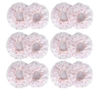 Jeffergarden Microphone Cover, 100pcs Microphone Cover, Stage Non Woven Mic With Elastic Bands Reduce Dust Prolong Service Life for Interview Stage Performance (white red dot)