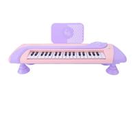 Jeffergarden Mini Keyboard Piano 37 Keys Pink Purple Kids Early Learn | Plastic Body, Numbered Stickers, Music Stand, Demo Songs, Rhythm Modes, Percussion Sounds, Battery Operated, Family Play