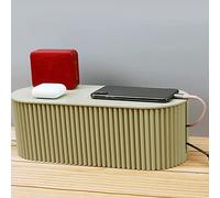 Jeffergarden Nordic Plug Board Storage Box Plastic Cable Wire Organizer Case 30 X 13 X 11cm with Protective Cover for Desktop Home Office Router Socket Cable Management (Green Small Size)
