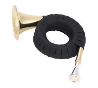 Jeffergarden Pocket Brass Bb Horn Mini French Bugle with Velvet Bag Bracket for Music Lovers Learners Compact Lightweight Brass + PU Golden 15 * 17 * 7.5 Cm