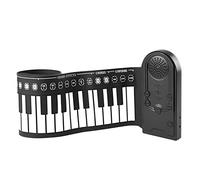 Jeffergarden Portable 49 Keys Roll Up Piano Keyboard, 16 Tones & 10 Rhythms Hand Roll Piano with Built-in Speaker for Beginners, Kids & Adults, Headphone, Audio, Microphone Input, Black & White