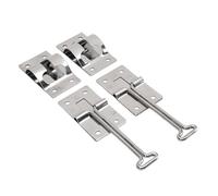 Jeffergarden RV Door Latch, 304 Stainless Steel T Style Door Holder, 2 Pack Entry Catch with Bracket, Easy Installation, Exterior Hook Keeper for Trailer Truck Motorhome (4 Inch)