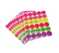 Jeffergarden Self-Adhesive Round Pricing Labels 6 Vibrant Colors 25 Cent to 25 Dollar with Strong Gentle Adhesive for Garage Yard Sales Flea Market Stalls (35F 50 Sheets/Pack)