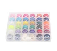 Jeffergarden Sewing Machine Bobbins, Plastic Transparent Spools for Home Handwork Embroidery, with Clear Bobbin Case for Easy Organization (36 Grid Color Box)