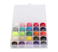 Jeffergarden Sewing Machine Bobbins, Plastic Transparent Spools for Home Handwork Embroidery, with Clear Bobbin Case for Easy Organization (25 Grid Color Box)