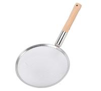 Jeffergarden Stainless Steel Skimmer Spoon with Wooden Handle Fine Mesh Food Strainer for Kitchen Cooking Frying Oil Noodles Fruits Vegetables (26CM)