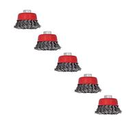 Jeffergarden Steel Wire Wheels 5pcs Twisted Wire Brush Set M10 Threaded 6.5cm for Rust Removal Paint Stripping Polishing and Deburring on Grinder for Garden Lawn Metal Cleaning