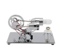 Jeffergarden Stirling Engine Model 6.9x3.7x4.5 Inch Steam Engine Kit With Led Bulb and Flywheel Physics Toys (Silver)