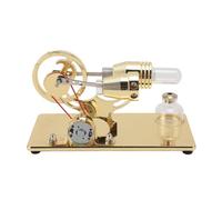Jeffergarden Stirling Engine Model 6.9x3.7x4.5 Inch Steam Engine Kit With Led Bulb and Flywheel Physics Toys (Gold)
