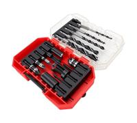 Jeffergarden Woodworking Drill Bit Set, 15-Piece, 1/4-Inch Hex Shank | S2 Steel, Adjustable Depth Countersink Tools, Wood Plug Cutters, Cabinetmaking, Cordless Impact Drivers