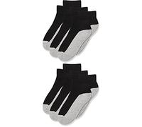 Jefferies Socks Boys 2-7 Seamless Sport Quarter Half Cushion 6 Pack Socks, Black/Grey, L
