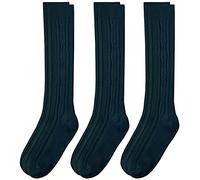 Jefferies Socks Girls 7-16 School Uniform Acrylic Cable Knee High 3 Pair Pack, Hunter, Large