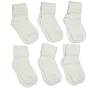 Jefferies Socks Girls Little Seamless Turn Cuff Socks (Pack of 6), Pearl, X-Small