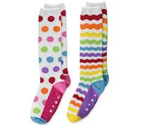 Jefferies Socks Girls Rainbow Colorful Fuzzy Slipper Knee High Socks 2 Pack, Medium, M