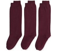 Jefferies Socks Girls' School Uniform Knee-High Sock, Pack of Three, Burgundy, Medium