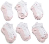 Jefferies Socks Girls' Seamless Sport Half Cushion Low Cut Socks 6 Pack, White/Pink, X-Small